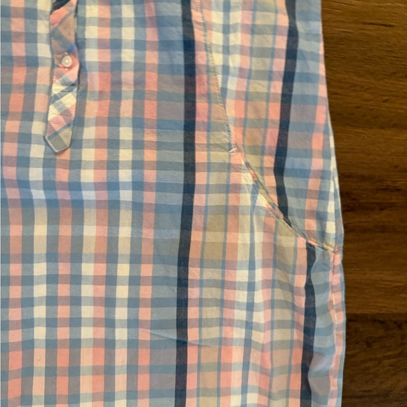 Columbia Women’s Plaid Sleeveless Cotton  Henley Dress Pockets Blue Pink Sz S - Picture 5 of 8